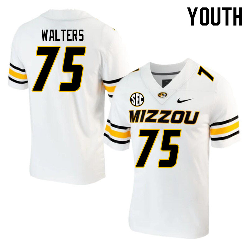 Youth #75 Mitchell Walters Missouri Tigers College 2023 Football Stitched Jerseys Sale-White